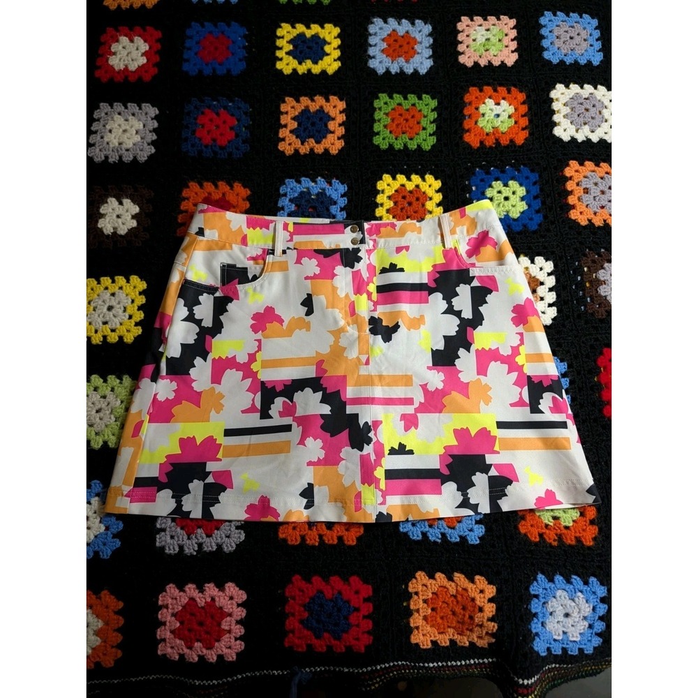 Slazenger Golf Skort Lined Skirt Pink Neon Accent Pattern Colorful Size 12